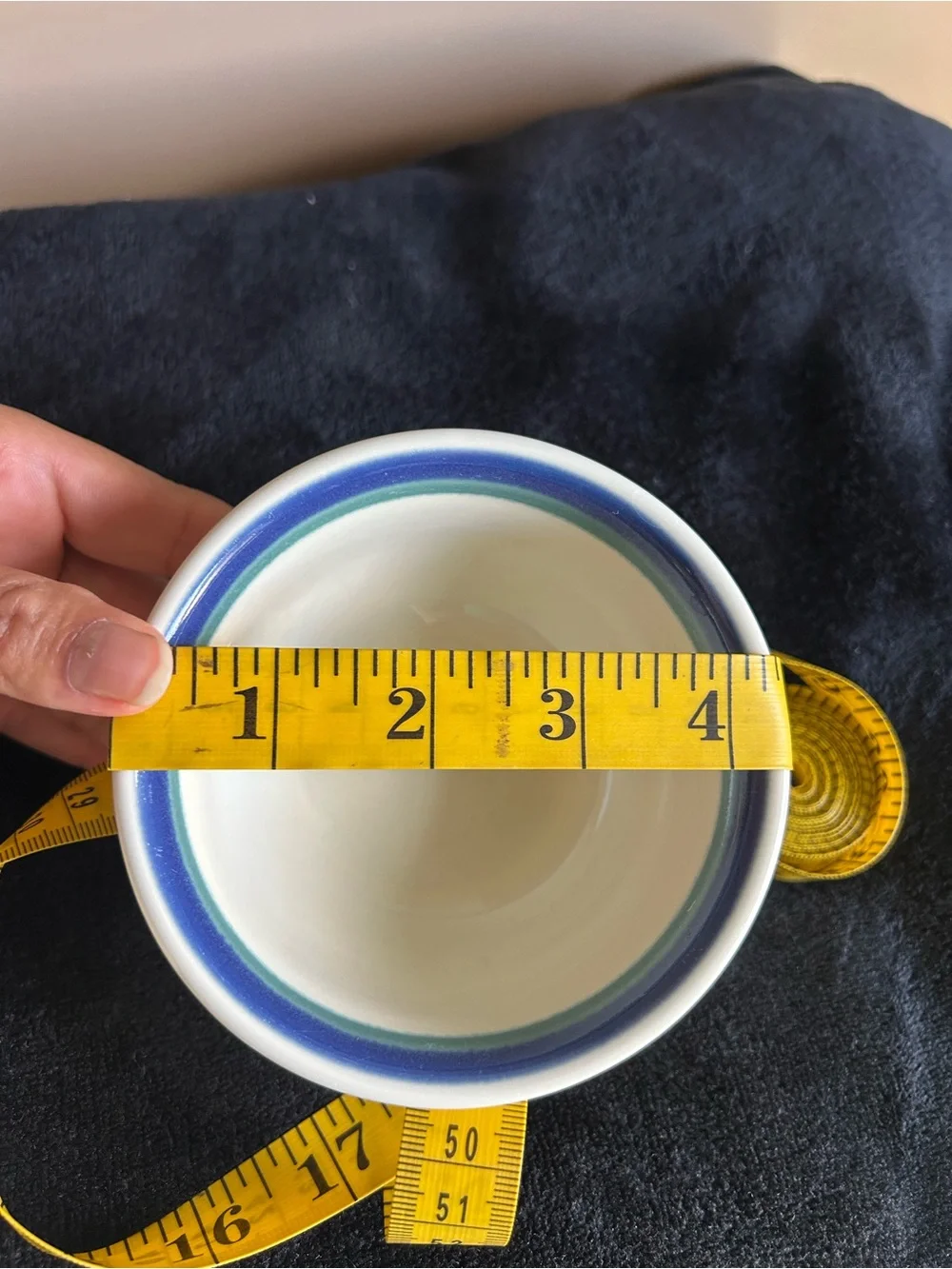 Pfaltzgraff Cream Ceramic Bowls with Blue Rim - Set of 2
